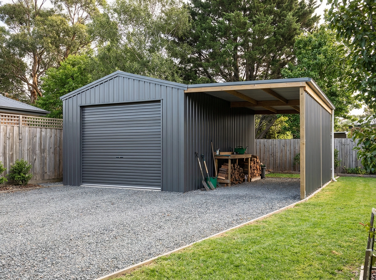 Garaż blaszany z wiatą: Praktyczne rozwiązanie